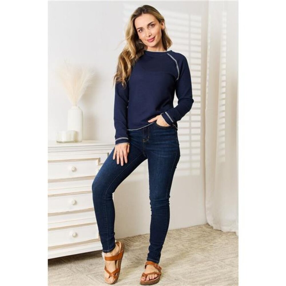 Basic Bae Long Raglan Sleeve Round Neck Top - Picture 10 of 16